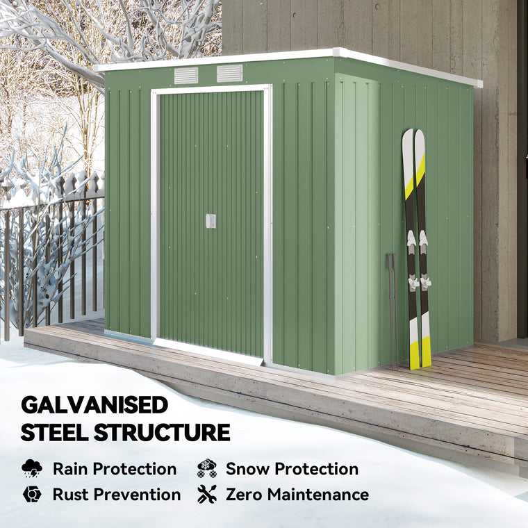 7' x 4' Galvanized Steel Storage Shed with Foundation Kit