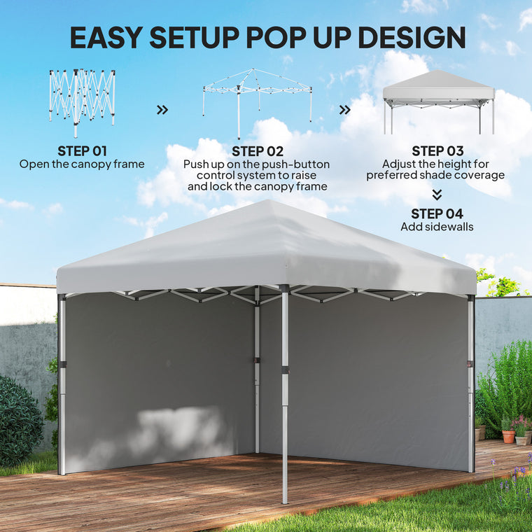 10' x 10' White Pop-Up Canopy with Sidewalls & Roller Bag