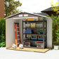 7 x 4 x 6 ft Metal Outdoor Storage Shed, Heavy-Duty Garden Tool House with Foundation Kit and Double Doors, Ideal for Patio and Backyard Storage, Light Brown