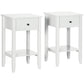 Side Table Set of 2, End Tables with Drawer and Bottom Shelf, 2-tier Nightstand for Bedroom, Living Room, White