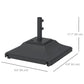 Square Umbrella Base with Wheels, 99 lbs Water or 132 lbs Sand Filled, with Double Adjustable Knob, Black