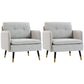 Accent Chairs Set of 2, Upholstered Armchairs with Tufted Back Cushion and Steel Legs for Living Room, Bedroom