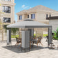 10' x 10' Canopy Gazebo, Double Roof Patio Gazebo with Screen Panels and Metal Frame for Deck, Backyard, Light Grey