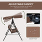 3-Seater Outdoor Porch Swing with Adjustable Canopy, Patio Swing Chair for Garden, Poolside, Backyard, Red