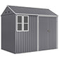 Metal Garden Storage Shed, Outdoor Tool Storage House with Lockable Door, Vents, Sloped Roof, Light Grey