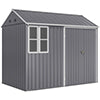 Metal Garden Storage Shed, Outdoor Tool Storage House with Lockable Door, Vents, Sloped Roof, Light Grey