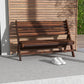 2-Seater Wooden Outdoor Bench, Foldable Garden Bench with Slatted Backrest and Seat, Patio Loveseat, Carbonised Finish