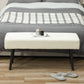 39" Upholstered Ottoman Bench, Corduroy Entryway Bedroom Bench with Padded Seat and Steel Legs for Bedroom, Cream White