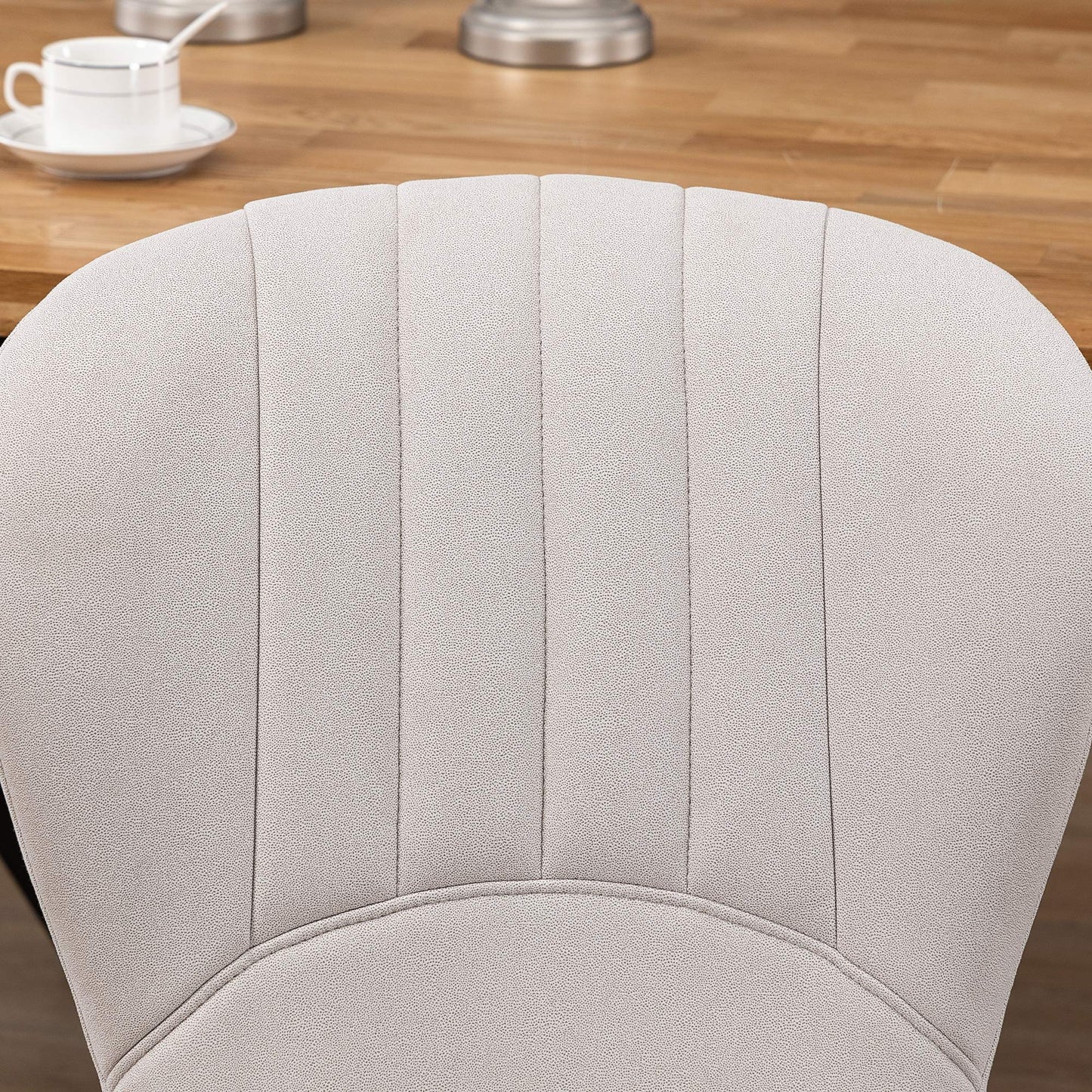 Dining Chairs Set of 2, Modern Accent Chair with Cushioned Backrest, Upholstery for Living Room, Cream White