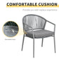 3-Piece Rattan Bistro Set, Garden Seating Group with 2 Armchairs and Coffee Table, Balcony Furniture Set, Grey