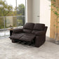Reclining Loveseat Sofa with Pullback Control Footrest, Leather Manual Recliner for Living Room, Easy Cleaning & Assembly, Brown
