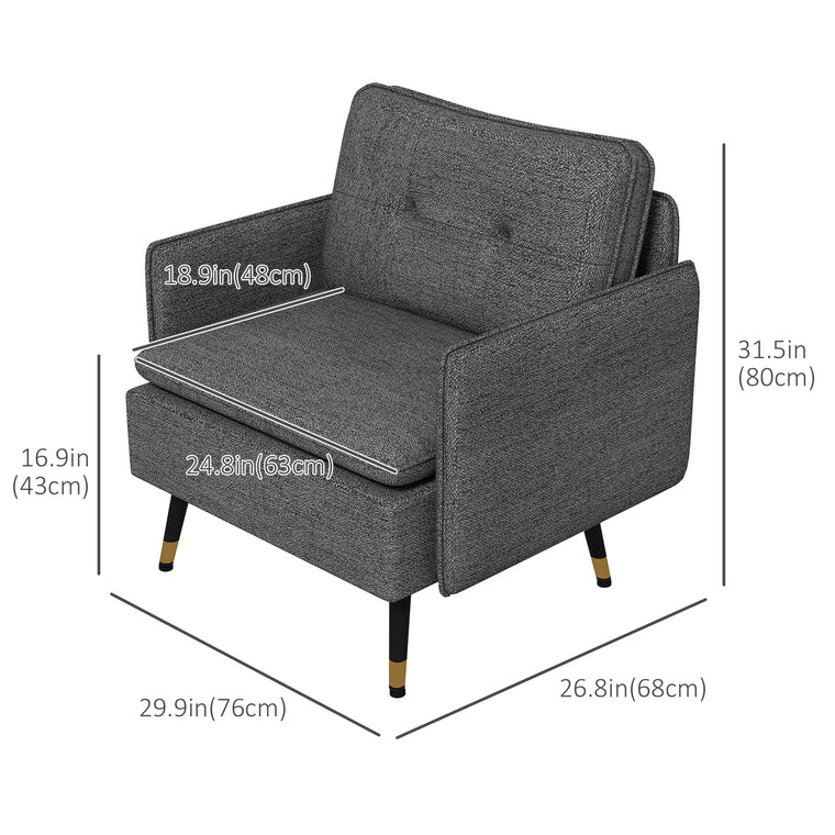 Tufted Accent Armchair with Steel Legs