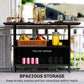 Wicker Outdoor Bar Table, PE Rattan Bar Height Patio Table with 2 Shelves, Steel Frame for Garden, Backyard, Black