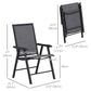 2-Piece Folding Chair Set for Relaxing on Patio Balcony Garden, Comfortable Outdoor Furniture with Armrests, Dark Grey
