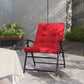 Foldable Lounge Chair, Fabric Upholstered Recliner, Outdoor Lounger with Armrest, Metal Frame for Backyard, Red