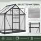 Greenhouse Garden, Green House, Outdoor Greenhouse Kit, PC Board with Sliding Door, 6.2' x 4.3' x 6.6', Grey