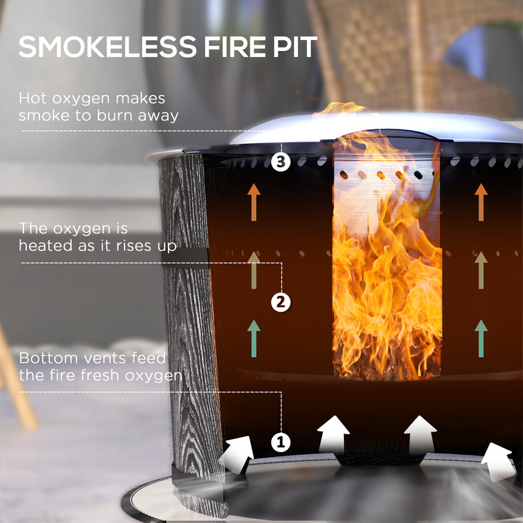 Black Smokeless Fire Pit with Mat