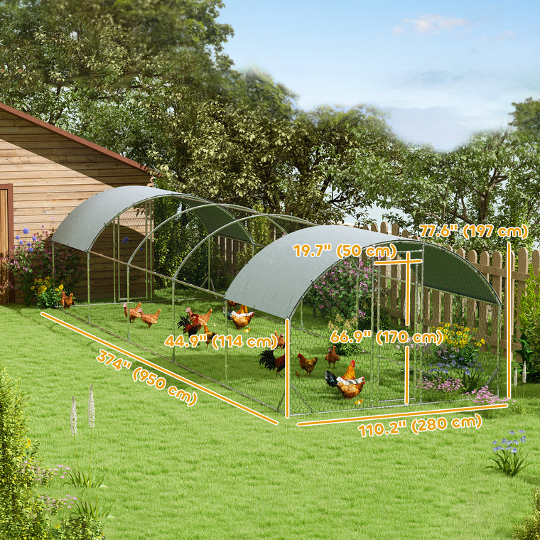 Galvanized Metal Walk-In Chicken Coop with Cover