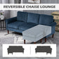 L Shape Sofa, Modern Sectional Couch with Changeable Chaise Lounge, Wooden Legs, Corner Sofa for Living Room, Dark Blue