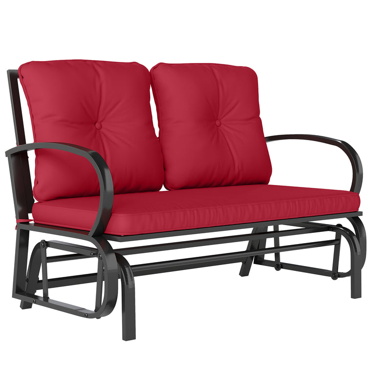 Red 2-Person Glider Loveseat with Steel Frame
