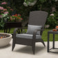 Patio Wicker Adirondack Chair, Outdoor Rattan Muskoka Chair with Cushions for Patio, Garden, Backyard Dark Blue