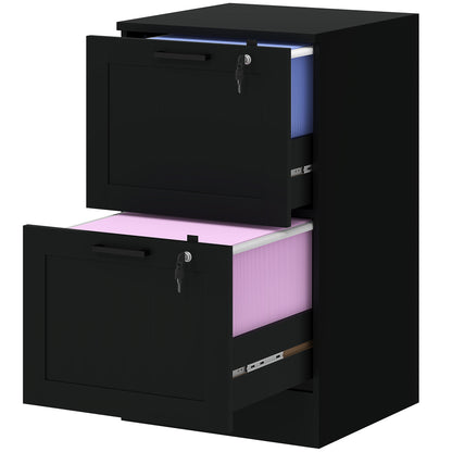 2-Drawer Filing Cabinet with Lock - Black