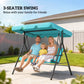 3-Seater Outdoor Porch Swing with Adjustable Canopy, Patio Swing Chair for Garden, Poolside, Backyard, Grey and White