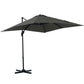 8' x 8' Square Patio Hanging Offset Umbrella with 360° Rotation, Aluminum Outdoor Cantilever Parasol with Crank & Tilt, Sun Canopy Shelter with Cross Base, Grey
