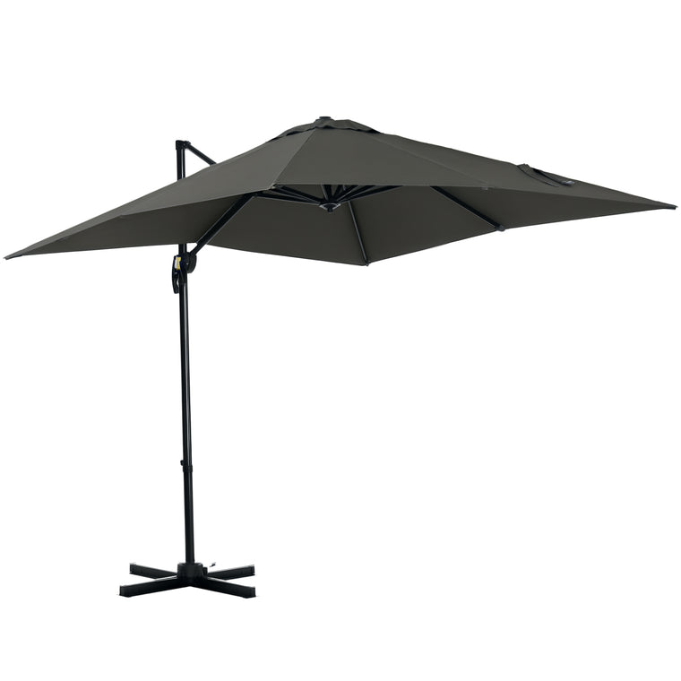 8' x 8' Grey Square Offset Umbrella with Crank & Tilt