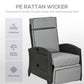 Outdoor Recliner Chair with Adjustable Backrest, Cushion, Side Tray, Black