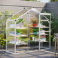 6.3' x 2.3' x 6.1' Outdoor Polycarbonate Greenhouse with 3-Tier Shelves, Cold Frame Greenhouse with Sliding Door and Aluminum Frame