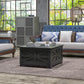 Farmhouse Coffee Table, Square Center Table with Flip-top Lids, Hidden Storage Compartment, Black