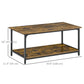 Industrial Coffee Table with Storage Shelf, 2-tier Center Table for Living Room, Rustic Brown