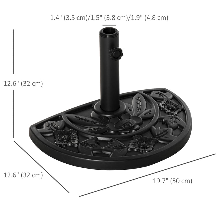 20 lb Black Concrete Half Umbrella Base, Heavy Duty