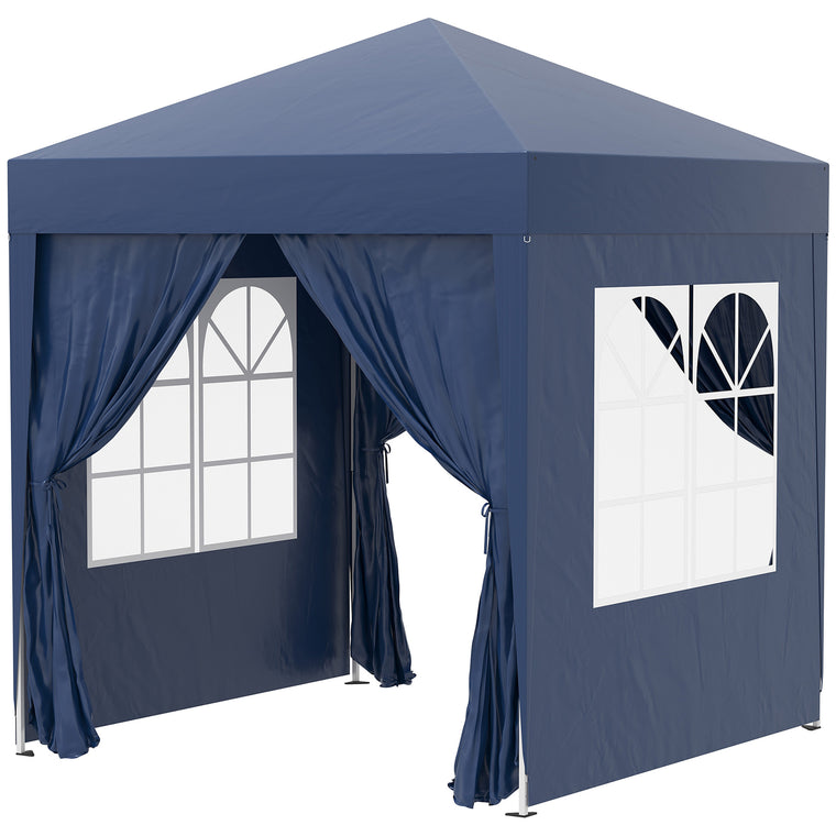 6.6' x 6.6' Blue Pop-Up Gazebo with Sidewalls & Carry Bag