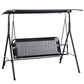 2-Person Porch Swing Chair, 2 Seater Patio Swing Bench w/ Adjustable Canopy, Breathable Seat for Garden, Poolside, Black