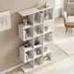 5-Tier Bookshelf, S Shaped Geometric Bookcase with 15 Compartments, White Wood Grain