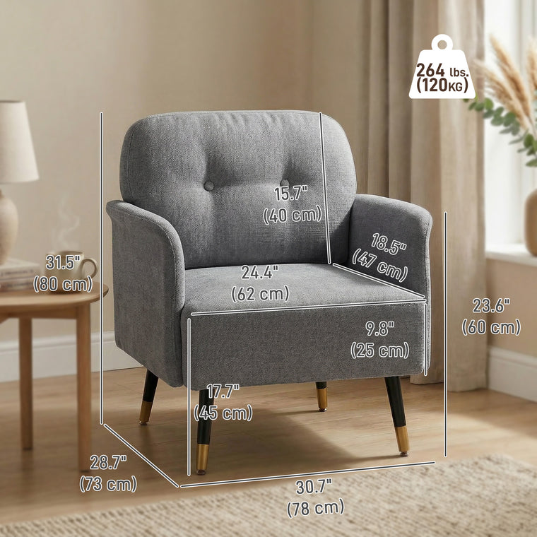 Tufted Accent Chair with Metal Legs