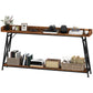 71" Extra Long Console Table with Storage Shelf and Guardrails, Industrial Entryway Table for Living Room, Rustic Brown