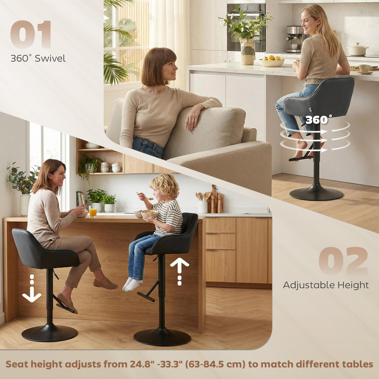 Swivel Counter Height Bar Stools Set of 2 with Back