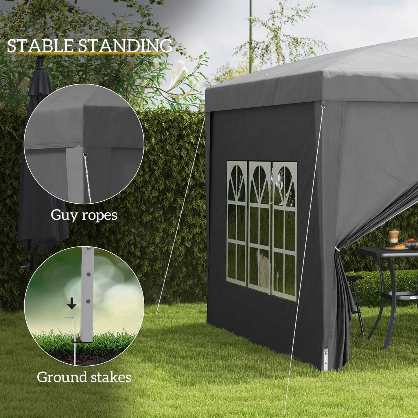 10'x10' Outdoor Pop Up Party Tent Wedding Gazebo Canopy with Carrying Bag (Grey)