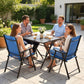 Folding Patio Chairs Set of 4, High Back Outdoor Dining Chairs with Breathable Mesh Seat for Lawn, Deck, Blue