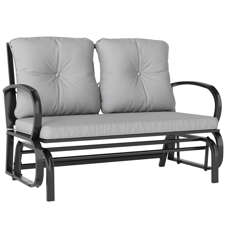 Grey 2-Person Glider Loveseat with Steel Frame