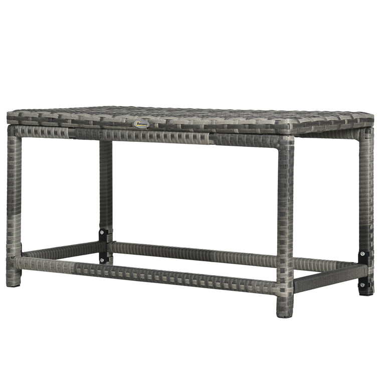 Mixed Grey Rattan End Table with Woven Top