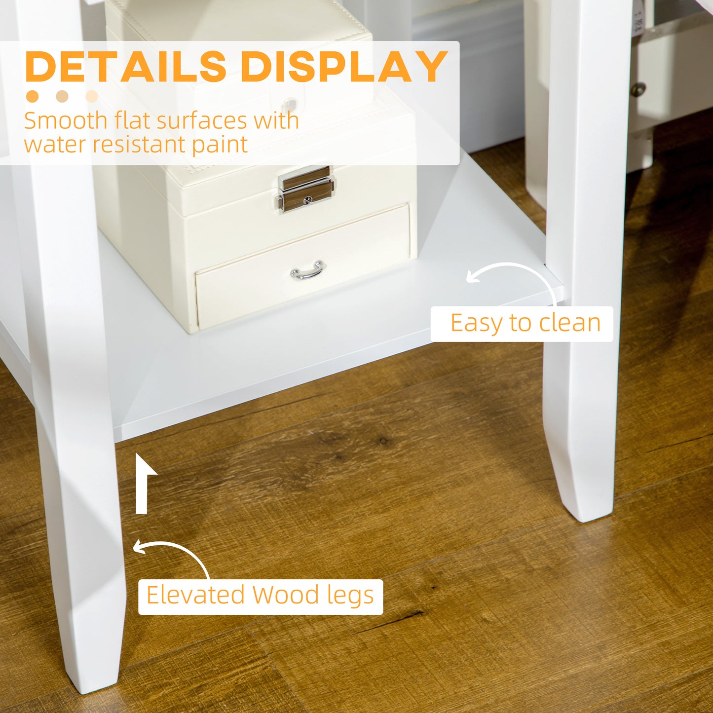 Side Table Set of 2, End Tables with Drawer and Bottom Shelf, 2-tier Nightstand for Bedroom, Living Room, White
