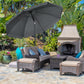 6ft Beach Umbrella, Outdoor Sun Shade Parasol with Push Button Tilt, Ruffled UV50+ Vented Canopy, Dark Grey