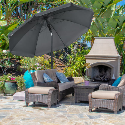 6ft Dark Grey Beach Umbrella with Push Button Tilt & Vents