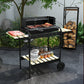 Charcoal Barbecue Grill with Adjustable Grill Height, Portable BBQ Trolley with Ash Catcher and Wheels, Black
