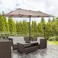 15'x 8.7' Outdoor Patio Umbrella with Twin Canopy Backyard Umbrella with Lift Crank Tan