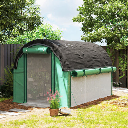 Walk-in Tunnel Greenhouse, Plant Hot House with Sunshade Net, Roll-up Mesh Sidewalls, 2 Doors - 6.6' x 10' x 6.5'